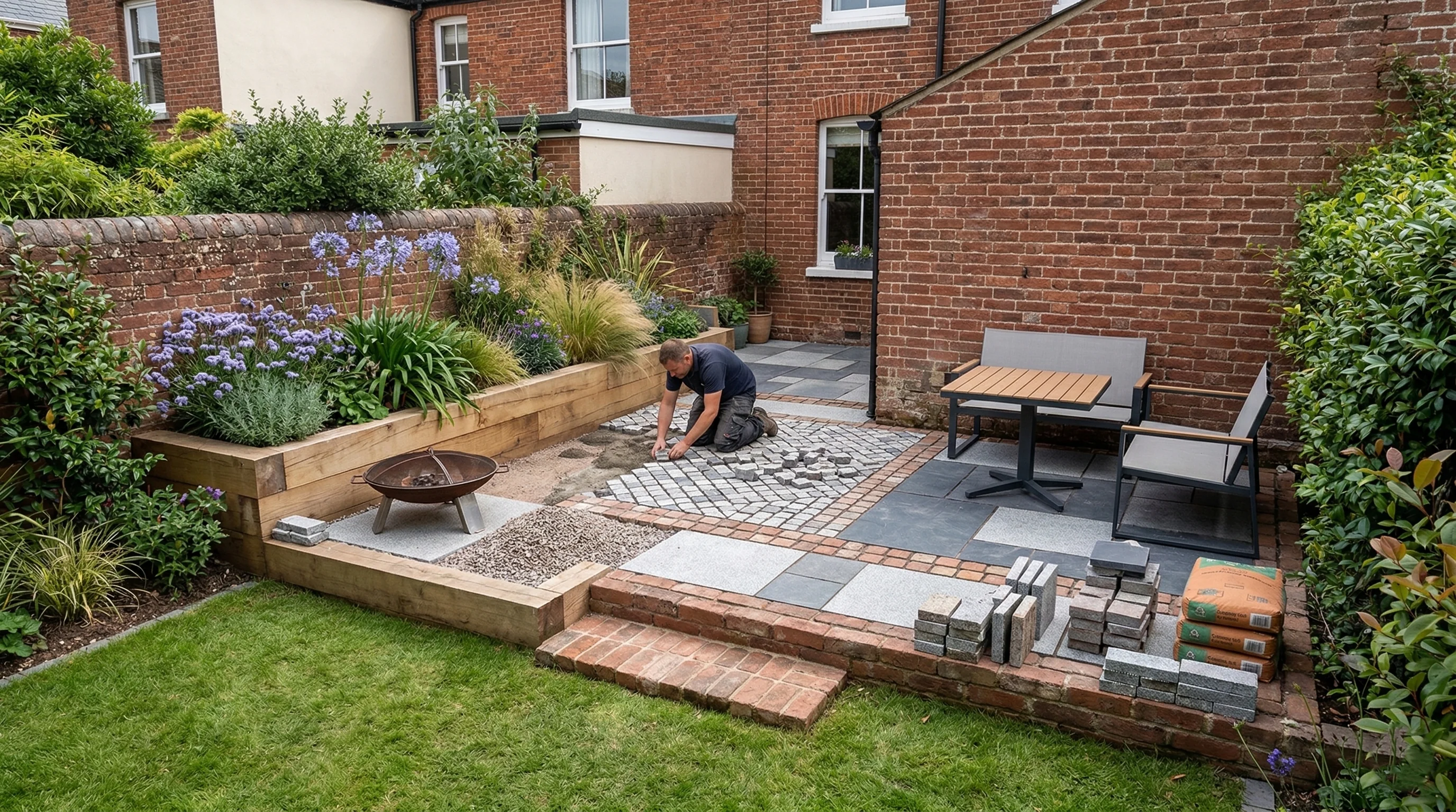 Patio construction in Exeter